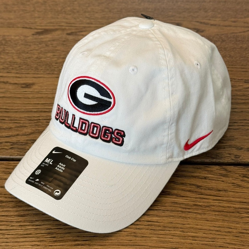 Nike Adult Georgia Bulldogs White Game Day Club Adjustable Hat Large Medium NWT